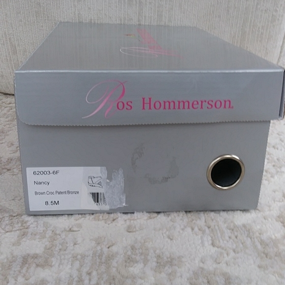 NWT Ros Hommerson Nancy Croc Patent Leather Bronze Shoe 8.5M Brown Black - Picture 15 of 16